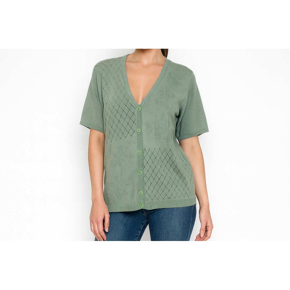 Alfred Dunner Short‎ Sleeve Layered Effect Seafoam Green Top Size XL